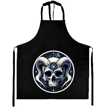Discover Cosmic Nirvana Serenity: Horned Skull Aprons