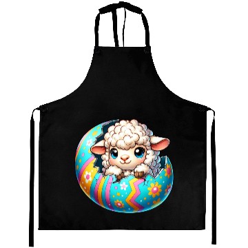 Discover Colorful Lamb Hatching from Easter Egg Cartoon Aprons