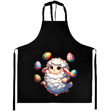 Discover Colorful Easter Egg Juggling Lamb Cartoon Aprons