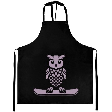 Discover Minimalist Design: Owl Snowboarder Silhouette Aprons