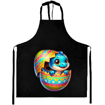 Discover Easter Egg Dino T-Rex Hatching Colorful Cartoon Aprons