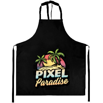 Discover Pixel Paradise Sunset Aprons