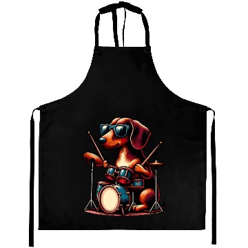 Discover Dachshund Drummer Wiener Dog Design Aprons