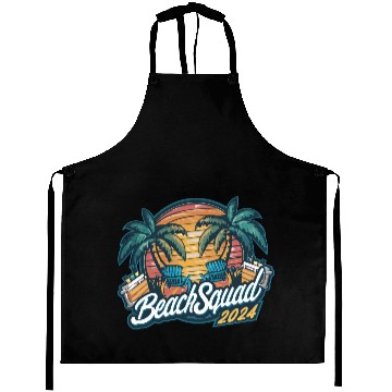 Discover Beach Squad 2024 Tropical Sunset and Palm Trees Aprons