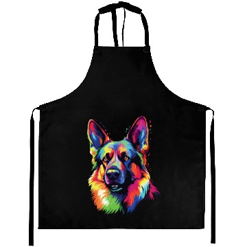 Discover Watercolor Colorful German Shepherd Aprons