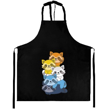 Discover Aroace Flag Pride Lgbtq Cute Raccoon Stack Aprons