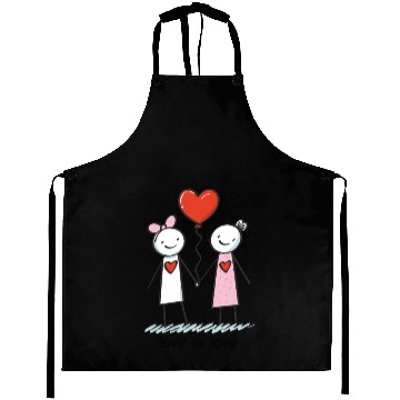 Discover Stick Figure Lesbian Lovers Love is Love Aprons