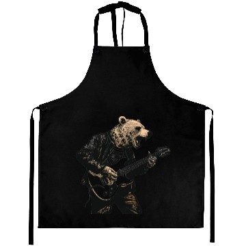 Discover Grizzly Bear Playing Guitar Aprons