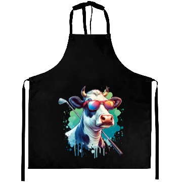 Discover Cow Golfer Golf Course Dog Owner Aprons
