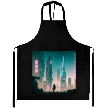 Discover Cyberpunk Cityscape Aprons