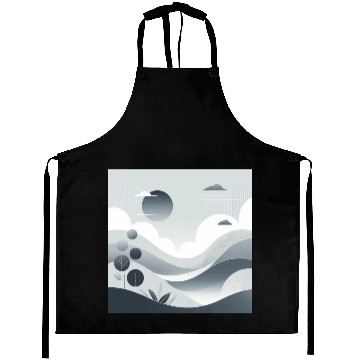 Discover "Tranquil Monochrome Horizon" Aprons