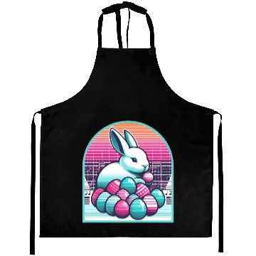 Discover Synthwave Easter Bunny with Eggs Aprons