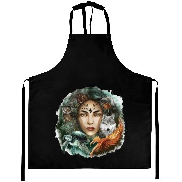 Discover Wildlife Tribal Wolf Owl Turtle Woman for a Aprons