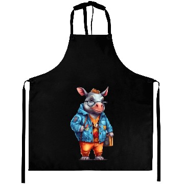 Discover Cute Rhinoceros Cartoon Aprons