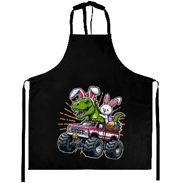 Discover EASTER DINOSAUR RIDING MONSTER TRUCK EASTER Aprons