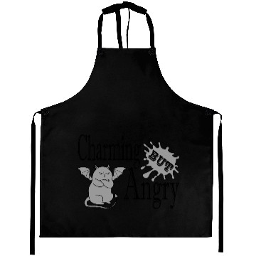 Discover Charming but angry little devil cat funny quote Aprons