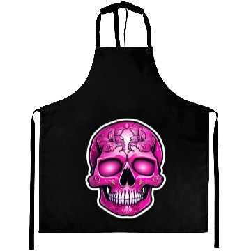 Discover cool tribal pink Mexican skull Aprons