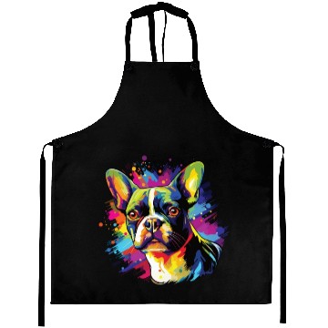 Discover Watercolor Colorful Boston Terrier Aprons