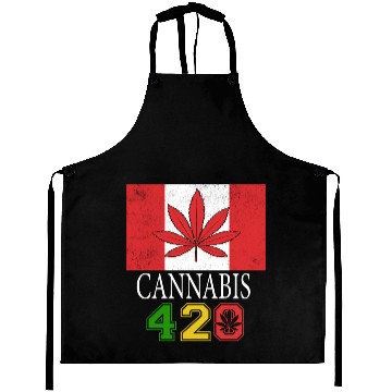 Discover Comical 420 Celebrate Herb Weed Marijuana Design Aprons