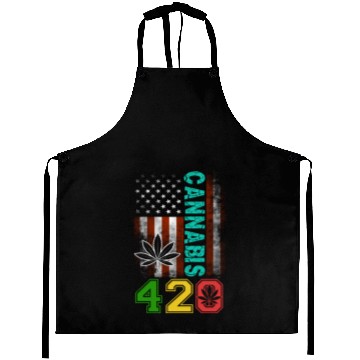Discover Amusing 420 American Herb Weed Marijuana Design Aprons