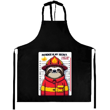 Discover Patience in Flames: Sloth Firefighter Aprons