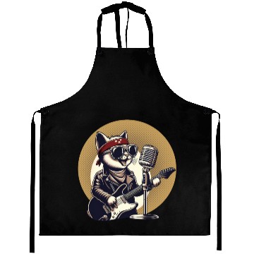 Discover Cat Playing Guitar Aprons