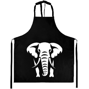 Discover Elephant Silhouette White Logo Aprons