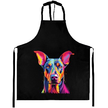 Discover Watercolor Colorful Doberman Pinscher Aprons