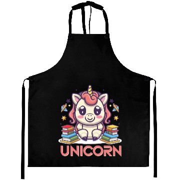Discover Cute school unicorn cartoon Aprons design
