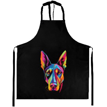 Discover Watercolor Colorful Doberman Pinscher Aprons