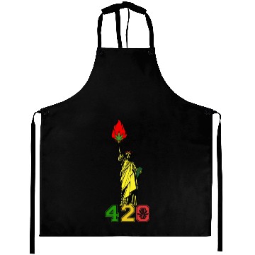 Discover Humoristic 420 Liberty Herb Weed Marijuana Design Aprons