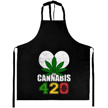 Discover Sidesplitting 420 Love Herb Weed Marijuana Design Aprons