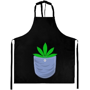 Discover Jesting 420 Pocket Of Herb Weed Marijuana Design Aprons