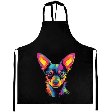Discover Watercolor Colorful Russian Toy Terrier Aprons
