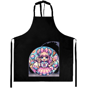 Discover Kawaii Anime Girl's Ice Cream Paradise Sweet Aprons