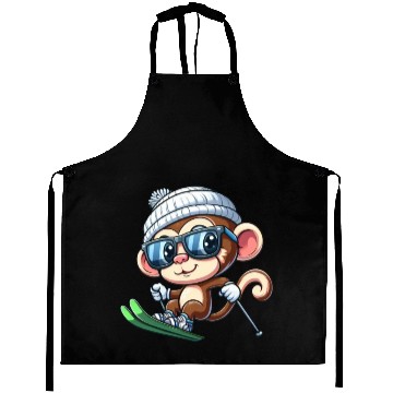 Discover Monkey Chimpanzee Skier Skiing Aprons