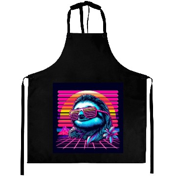 Discover Synthwave Retro 80's Sloth Aprons