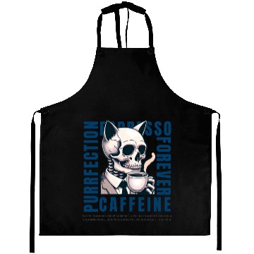 Discover Cat Skull Caffeine Connoisseur - Eternal Coffee Aprons