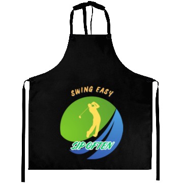 Discover Swing Easy, Sip Often. Funny golf beer Aprons