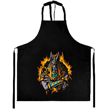 Discover Anubis God With Halftone Gold Fire Aprons