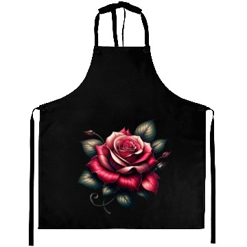 Discover Crimson Elegance: The Lustrous Red Rose Aprons