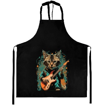 Discover Cat playing a guitar Aprons