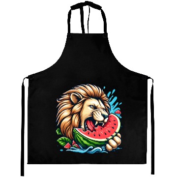 Discover Lion Enjoying a Juicy Watermelon Aprons
