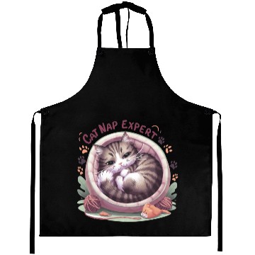 Discover Cat Nap Expert - Funny Cat Outfit! Aprons