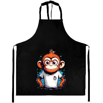 Discover cute monkey illustration animal cartoon character Aprons