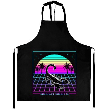 Discover Beach Beats Retro Scorpion - Synthwave Sunset Aprons