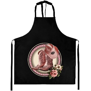 Discover PINK COWGIRL BOOTS, PINK COWGIRL HAT RETRO WESTERN Aprons