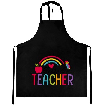Discover Blessed Teacher Teaching Heart Rainbow Aprons