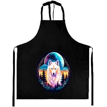 Discover White fantasy wolf Aprons design logo style