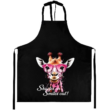 Discover A FUNNY GIRAFFE WITH PINK SUNGLASS Aprons